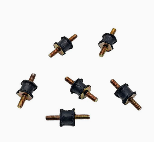 Black rubber secondary air pump mounts with threaded metal studs, multiple pieces