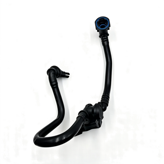 Black brake booster vacuum hose with molded Y-joint and round vacuum port