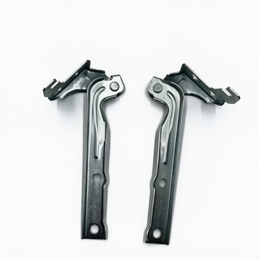 Hood hinge LH and RH pair, metal brackets with mounting holes
