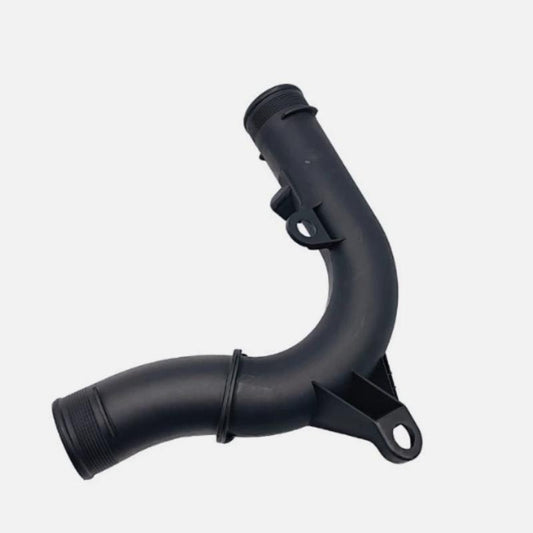 Black turbo boost pipe elbow with clamp and mounting bracket