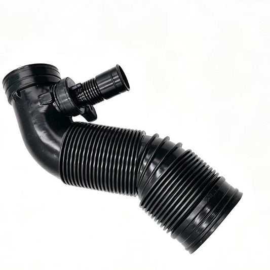 Black air intake hose with ribbed corrugated section and molded coupler ends