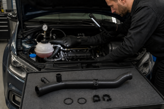03C121065F Engine Coolant Pipe workshop diagnosis and OE fitment check | Partly Works