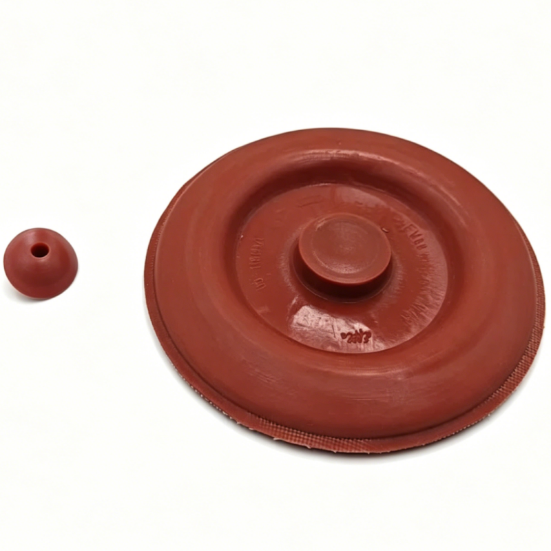 Brown oil separator base with central cap and circular rim, showing molded details