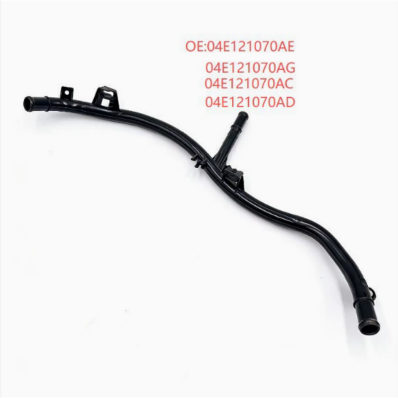Black coolant hose with molded fittings and mounting brackets