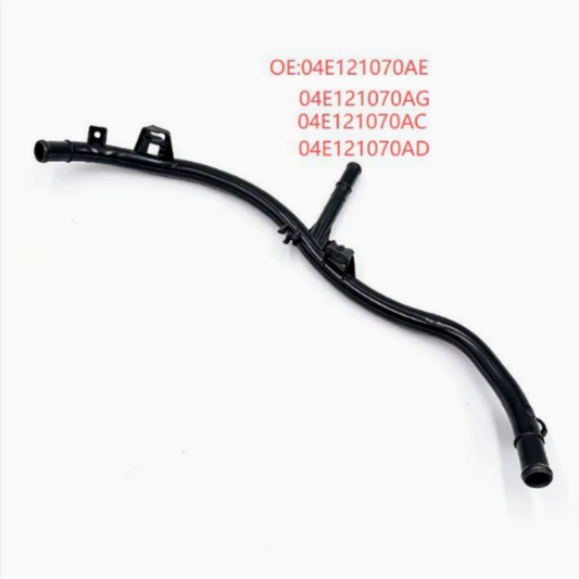 Black coolant hose with molded fittings and mounting brackets