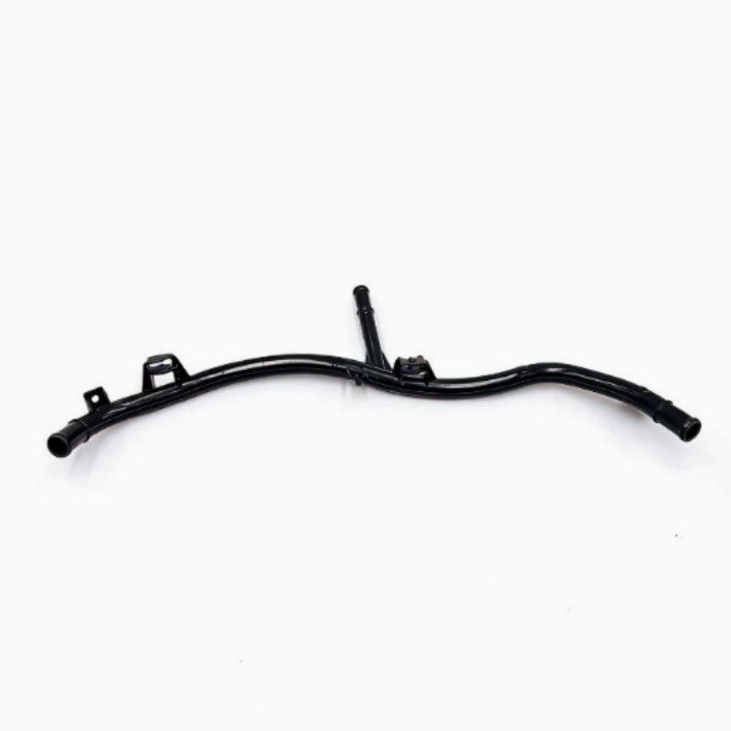 Black coolant hose with two outlets and center mounting clips