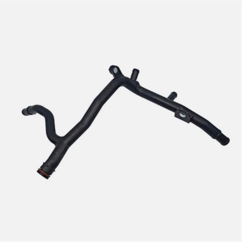 Black coolant hose with multiple bends and clamp-ready outlet ports