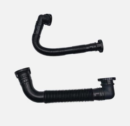 Secondary air pump hose set, black corrugated hoses with multiple end connectors