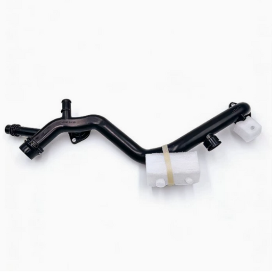 Black coolant hose with molded bends and plastic connector fittings