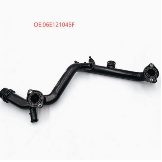 Black coolant hose with molded fittings and ports, OE-style replacement part