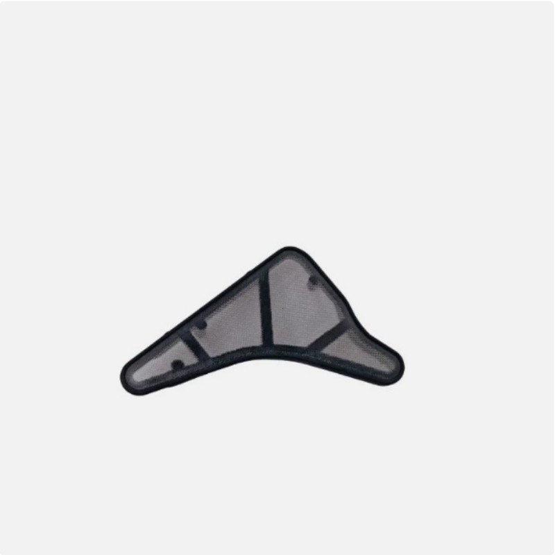 Oil pump pickup screen gasket, dark mesh insert shaped like a curved corner