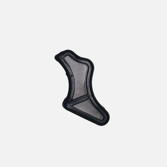Oil pump pickup screen with black frame and gray mesh filter