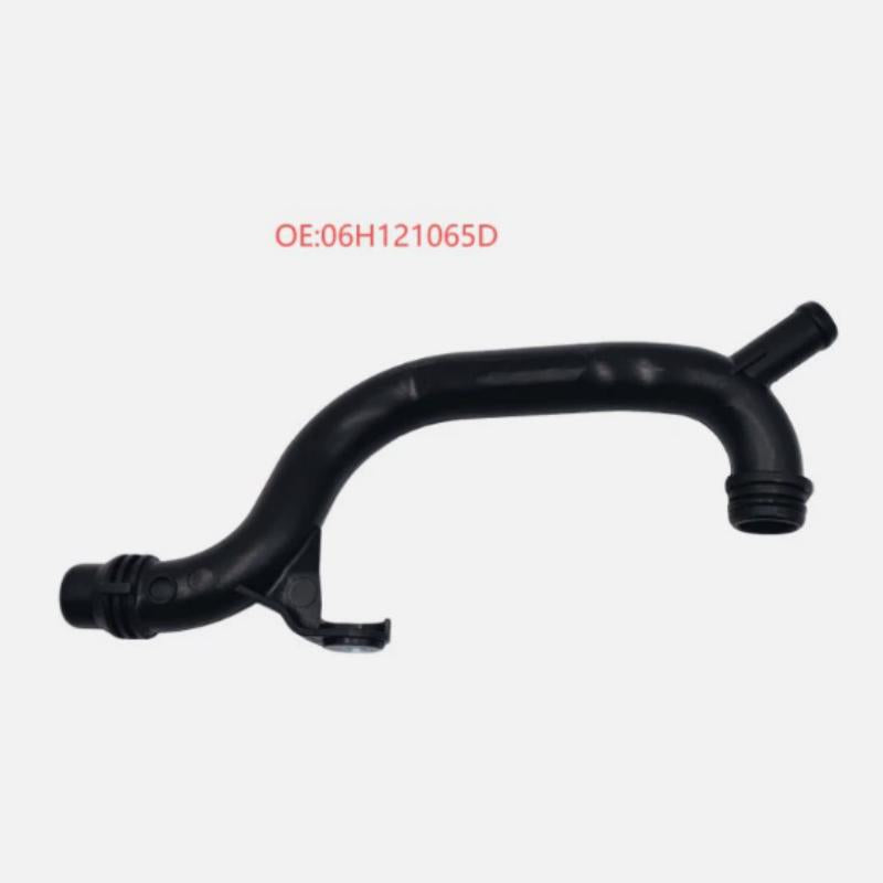 Black coolant hose with molded elbow and OE:06H121065D marking