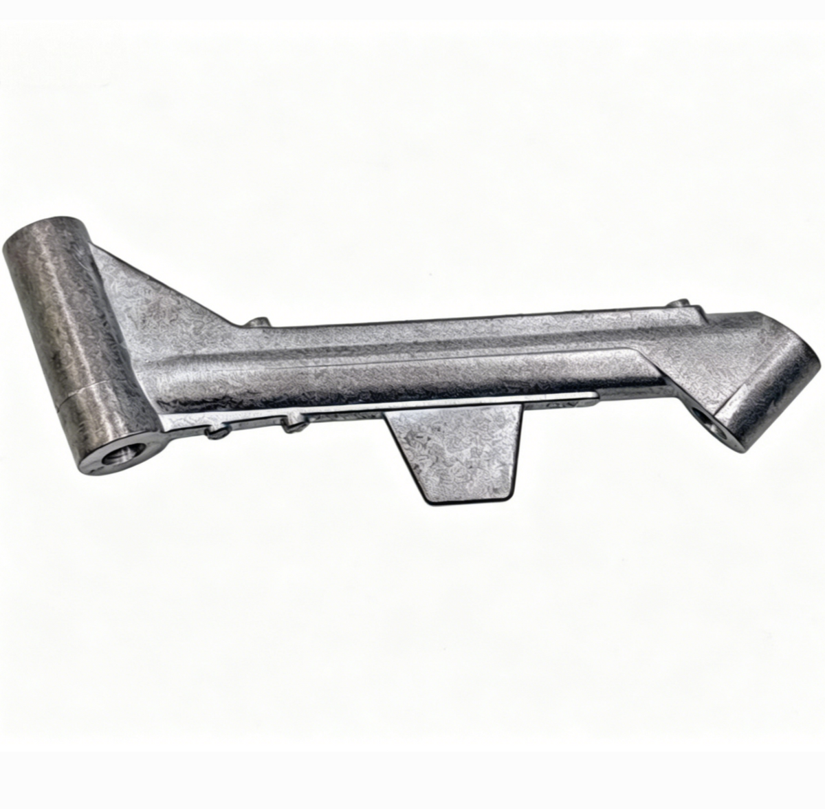 Intake manifold bracket, silver metal support bar with side flange and end bracket