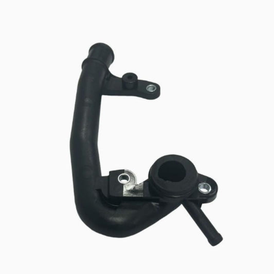 Black coolant hose with molded connector and mounting bracket