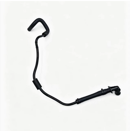 Coolant hose with bent black tubing, clamp points, and ribbed end connector