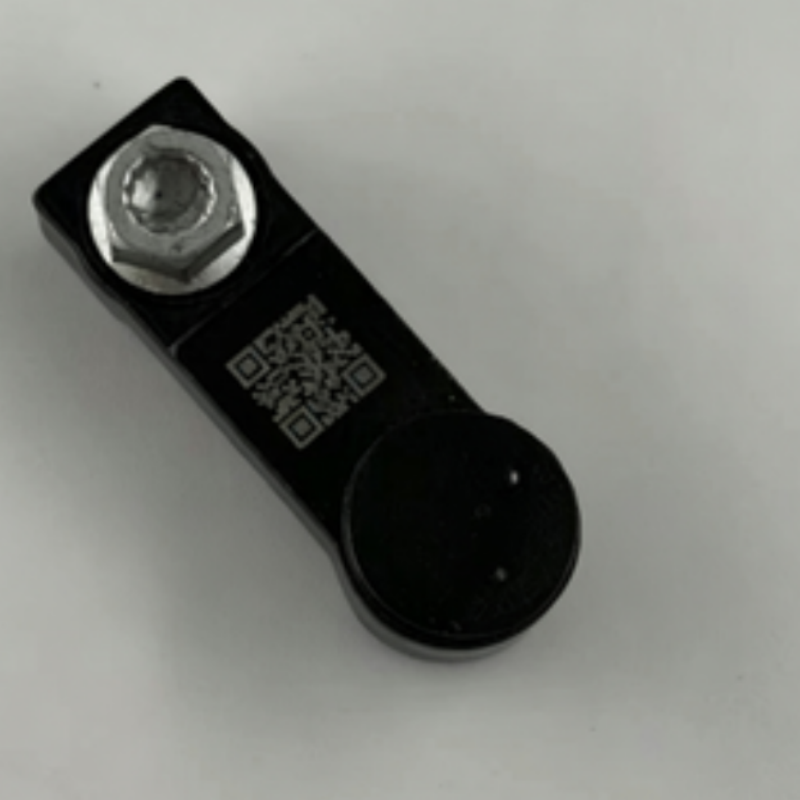 Black shift cable connector with metal hex screw and QR code label