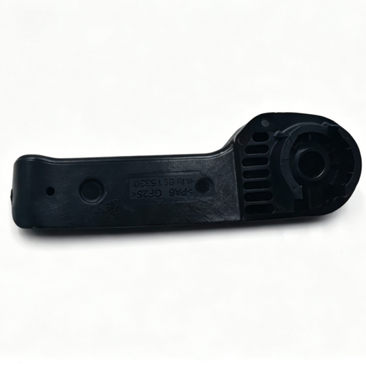Hood release handle for VW, black plastic with mounting hole and circular latch opening