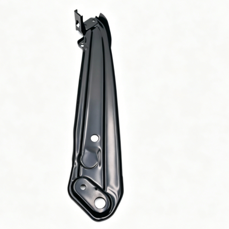 Black metal headlight mounting bracket with mounting holes, left-side style