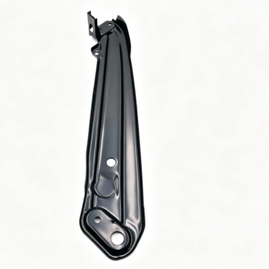 Black metal headlight mounting bracket with mounting holes, left-side style