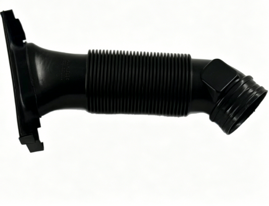 Black ribbed air intake hose with flared connector end and molded attachment