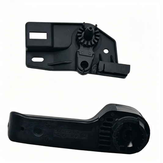 Black plastic hood release handle base showing latch mechanism and ridged end opening