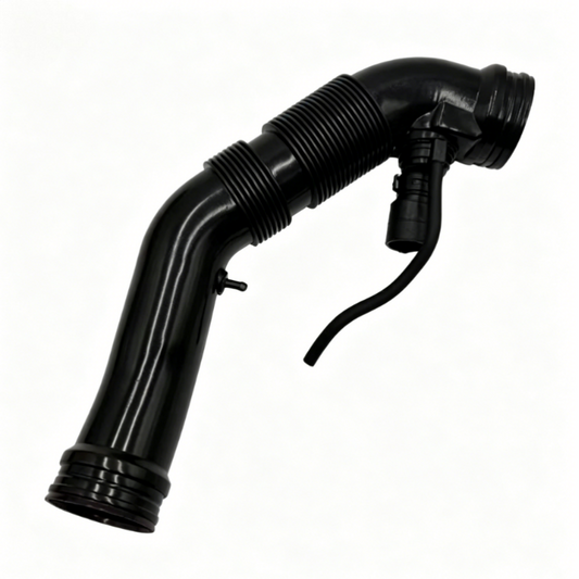 Black air intake hose with corrugated section and elbow connectors