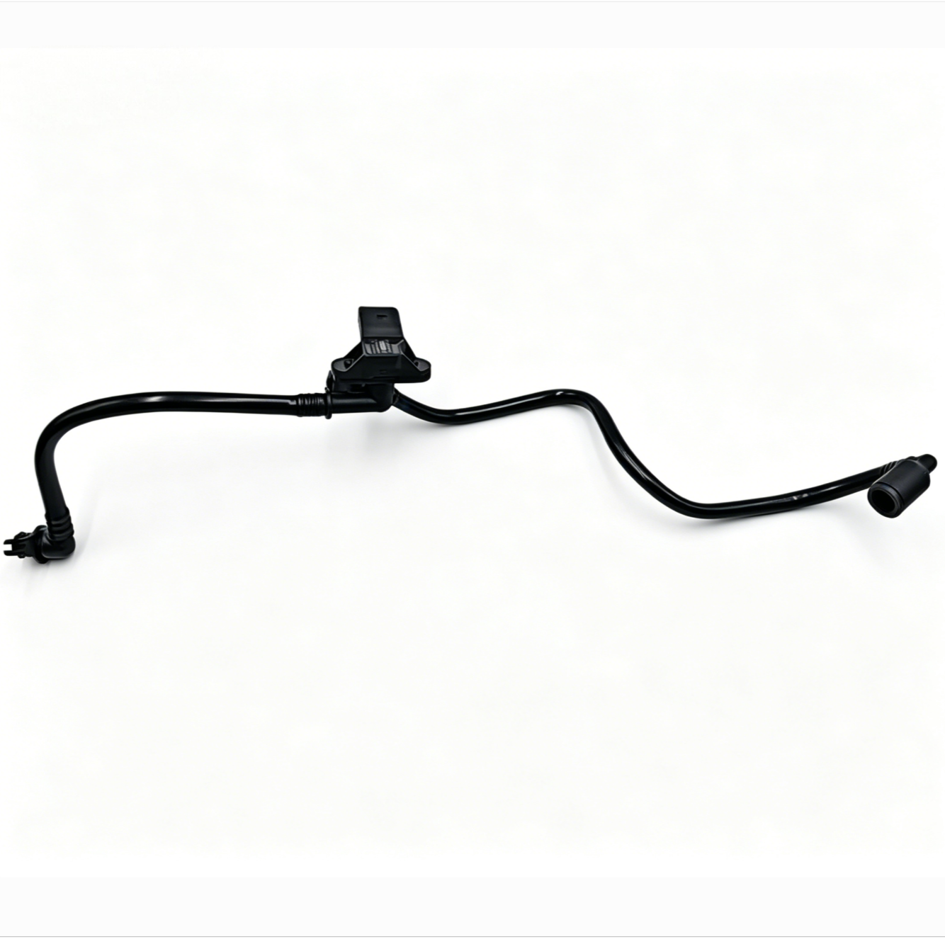 Black brake booster vacuum hose assembly with long tubing and end fittings