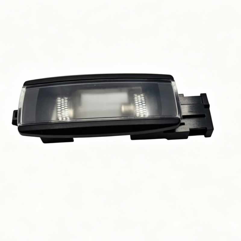 Interior reading light with dark smoke lens and LED dots, black mounting base