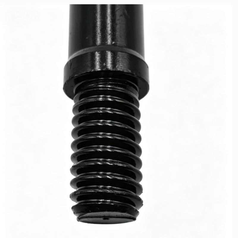 Black threaded tow hook bolt end with fine spiral threads