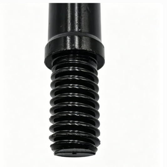 Black threaded tow hook bolt end with fine spiral threads
