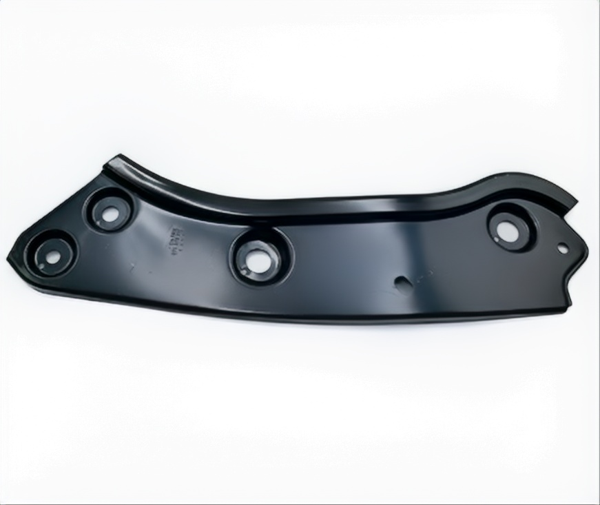 Curved dark metal headlight mounting bracket with side bolt holes and center stud