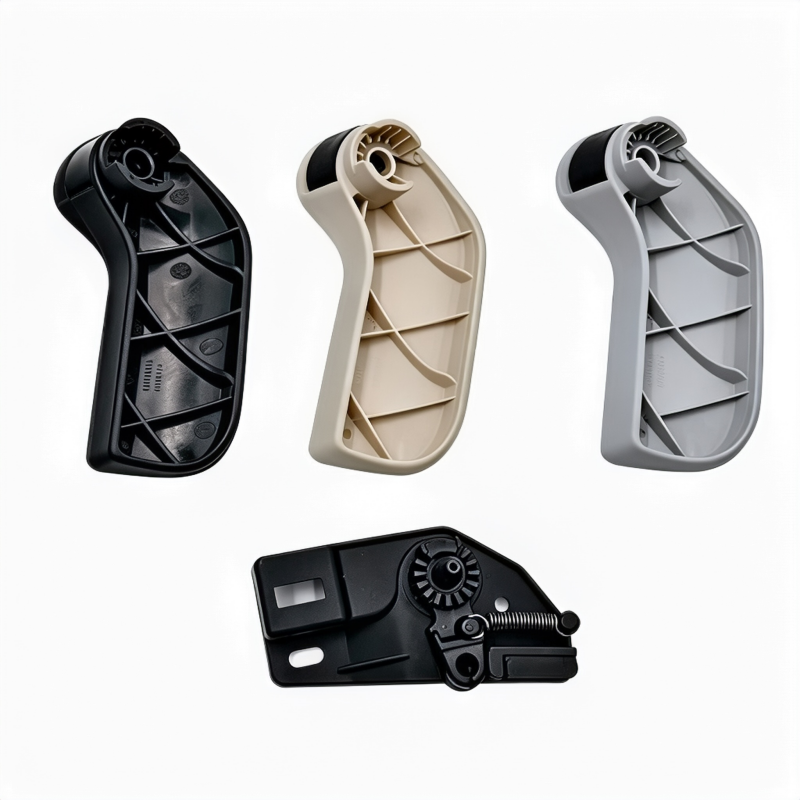 Car hood latch handle set with latch mechanism, black, beige, gray