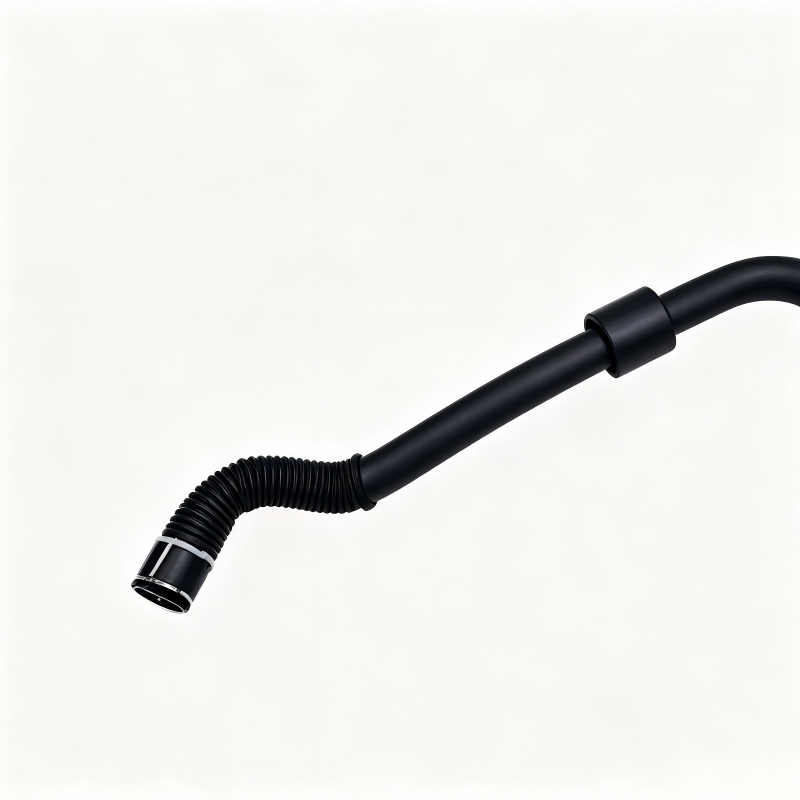 Black turbo boost hose pipe with ribbed section and molded end connector