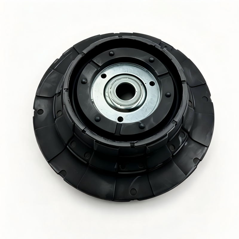 Front strut mount bushing assembly, black rubber with metal center plate