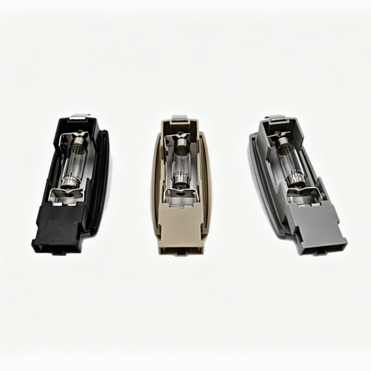 Interior reading light housings in black, beige, and gray with visible bulb holder