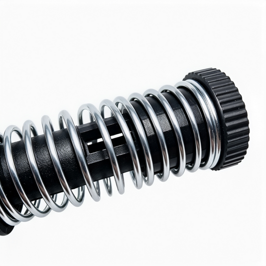 Shift cable retainer with black ribbed spring and steel coils, VW/Audi fitment part