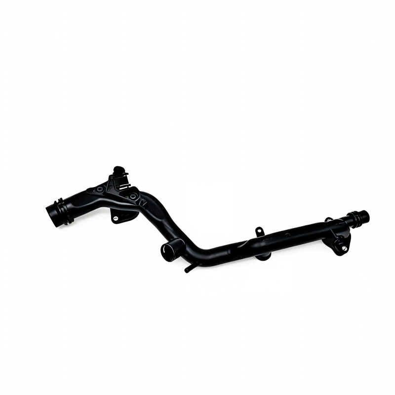 Black coolant pipe with hose fittings and bracket for vehicle cooling system repair