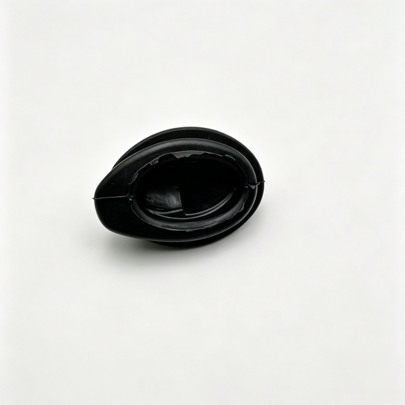 Black windshield washer hose grommet with central outlet fitting