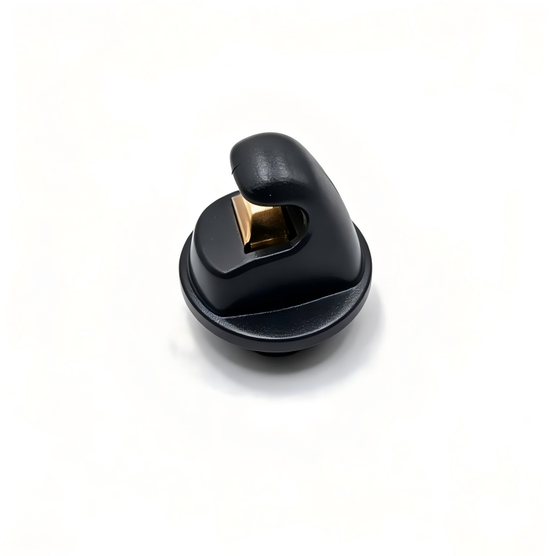 Black sun visor mounting bracket clip with metal latch opening