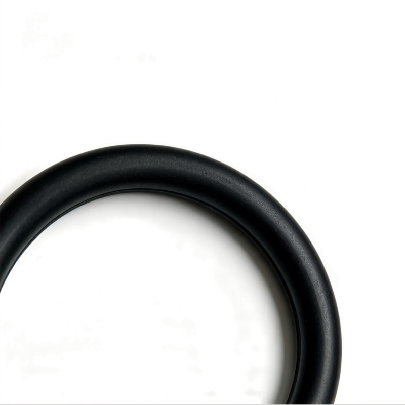 Black coolant hose, close-up of curved rubber loop