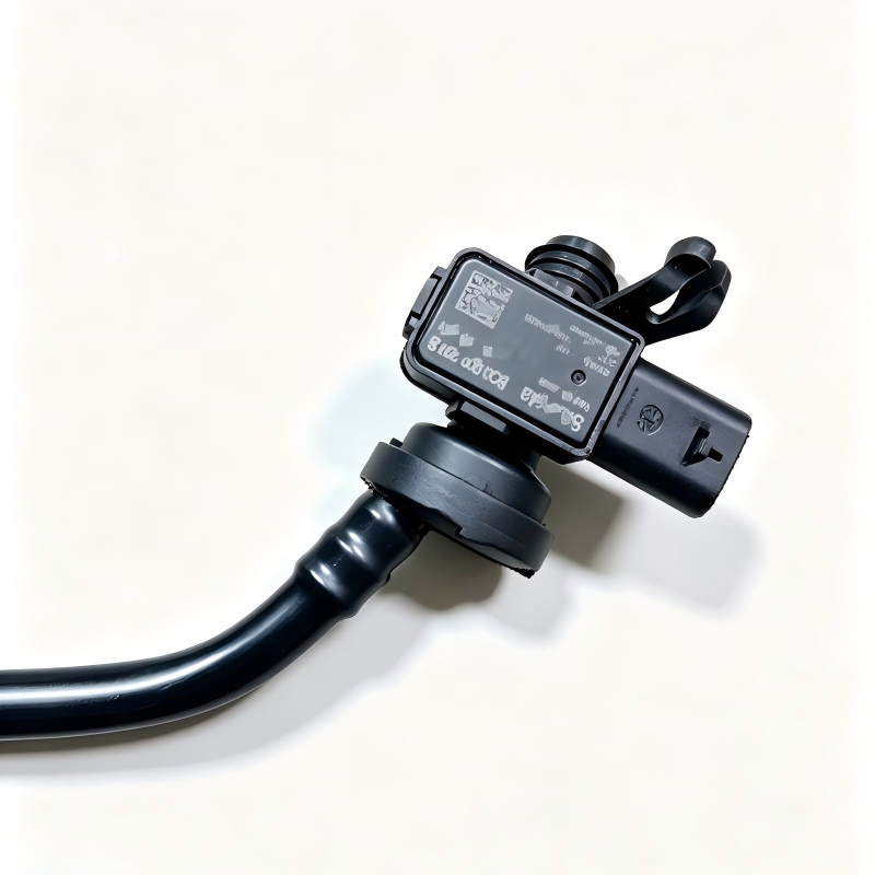 Brake booster vacuum hose with black plastic control valve and vacuum line connector
