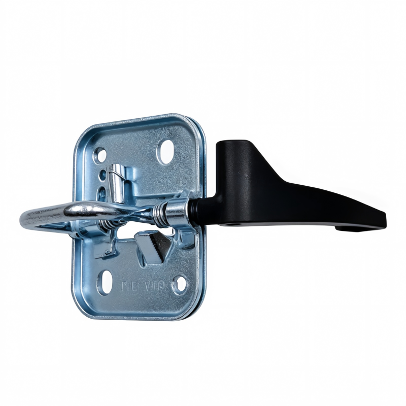 Hood latch with metal mounting plate and black release handle