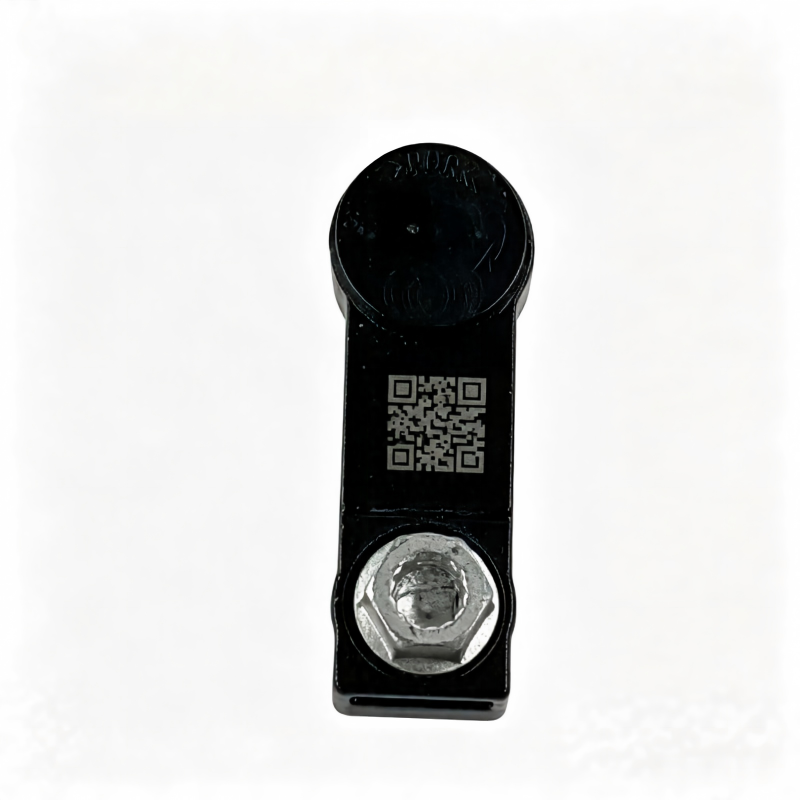 Black shift cable connector with QR code panel and metal hex mounting screw