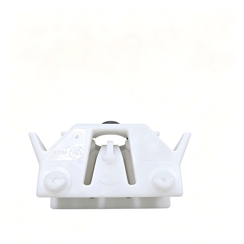 White brake pedal bracket support with circular mount openings and central clip
