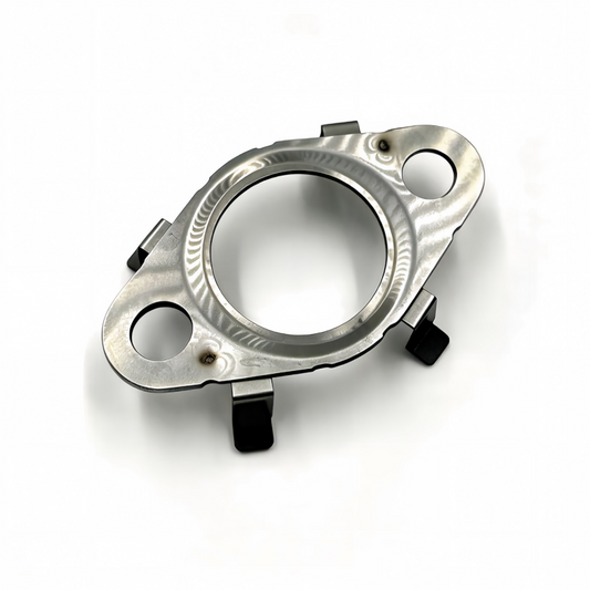 Metal oil line seal with circular opening and mounting tabs