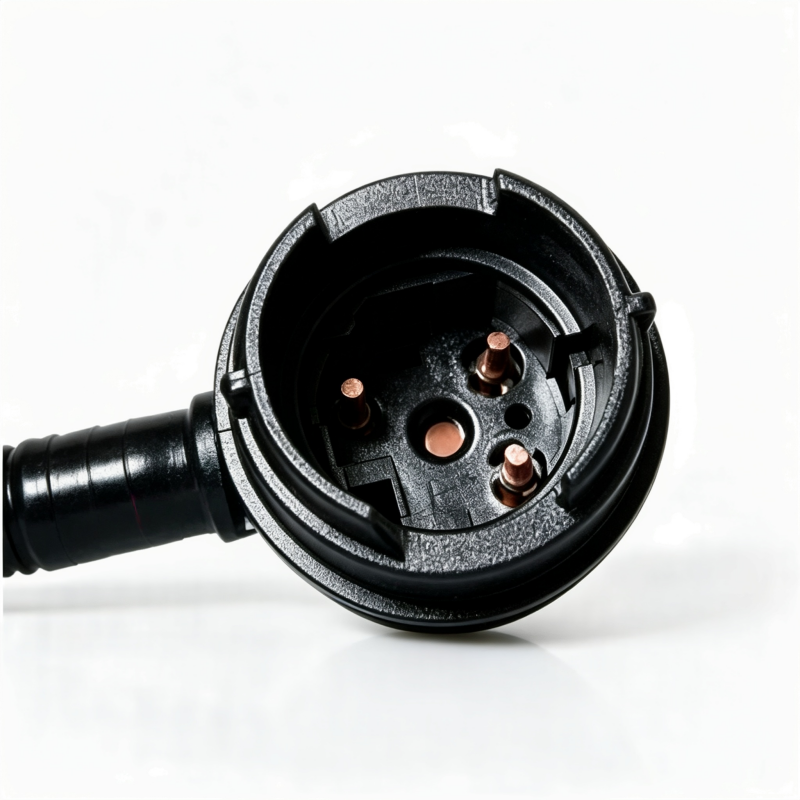 EVAP canister electrical connector with round port and mounting terminals, black plastic