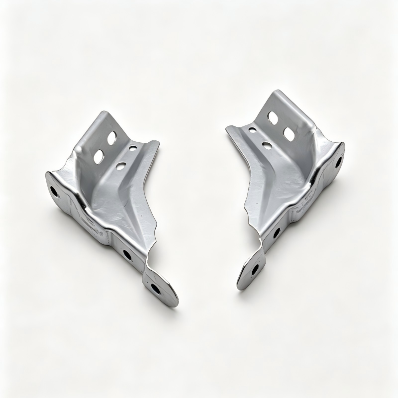 Pair of silver fender mounting brackets (LH/RH) with bolt holes