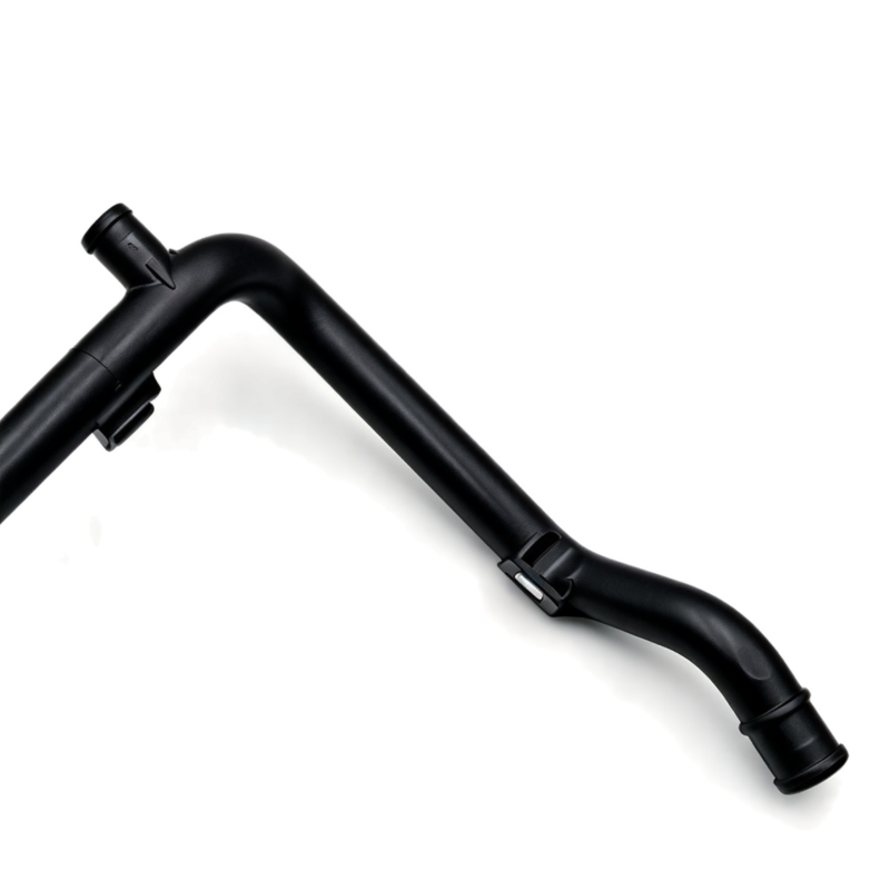 Black coolant hose with angled bends and two hose ends