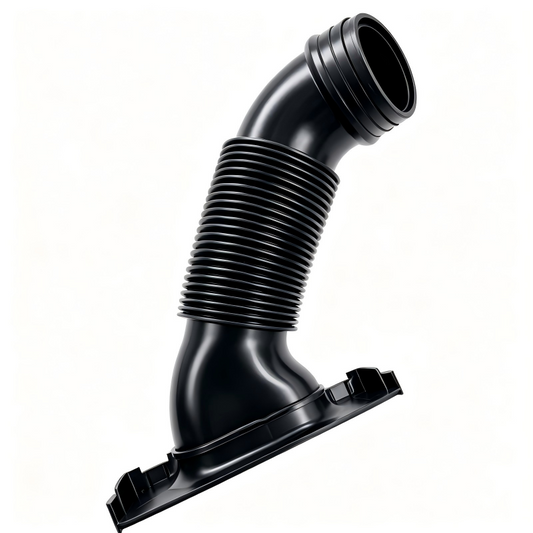 Black air intake hose with corrugated sleeve and intake air connection brackets